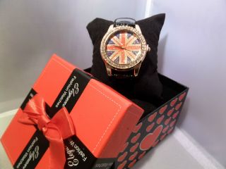 Ladies Girls Union Jack Strap Watch Gift Set Box Christmas Newyr Gift Jewellery