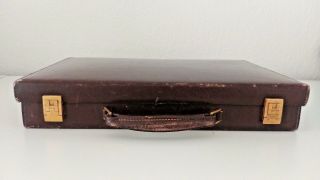 Hermes Auth.  Brown Leather Vanity Case Toiletry Bag Suitcase Gold Travel 1950 2
