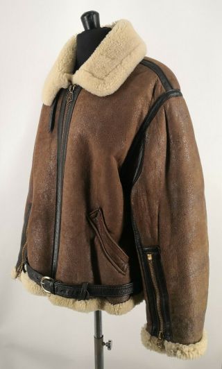 Schott Men ' s B3 RAF Sheepskin Jacket Shearling Leather True Vintage 80s Size 50 3
