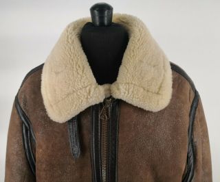 Schott Men ' s B3 RAF Sheepskin Jacket Shearling Leather True Vintage 80s Size 50 5