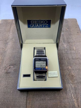 Vintage Seiko M354 - 5010 James Bond 007 True Moonraker Lcd Digital Watch,  Box
