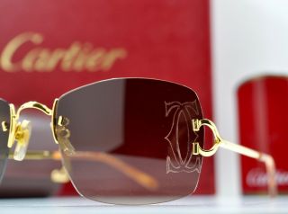 Cartier Rimless Decor C Eyeglasses Sunglasses Gold Frame Vintage Glasses