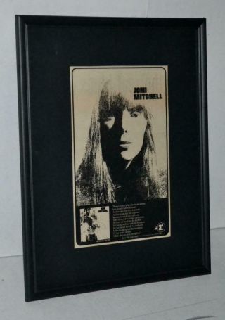 Joni Mitchell 1968 Rare Debut Lp Framed Promotional Poster / Ad