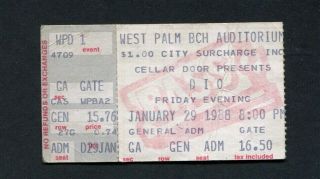 1988 Ronnie James Dio Megadeth Concert Ticket Stub West Palm Beach Dream Evil