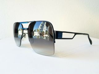 NOS 1980s Vintage Neostyle Nautic 5 Blue Aviator Sunglasses (Germany) 2