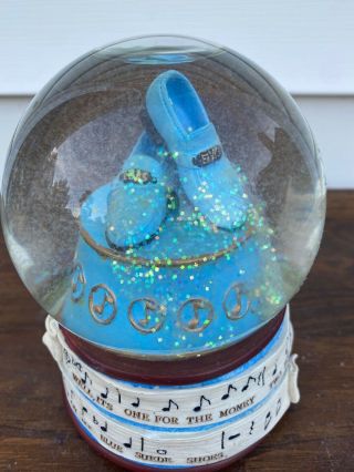 Elvis Presley Blue Suede Shoes Musical Water Globe W/shoes & Sparkles