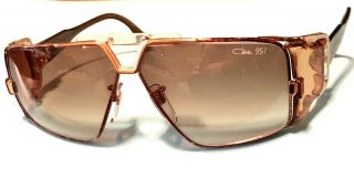 Vintage Cazal 951 Gold Plate Sunglasses With Brown Gradient Uv Lens