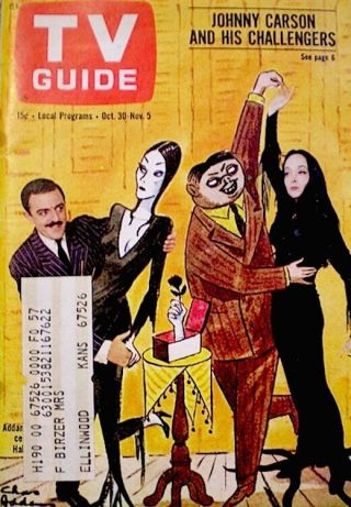 Tv Guide 1965 The Addams Family John Astin Carolyn Jones 657 Halloween Vtg Vg