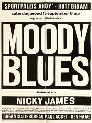 Moody Blues & Nicky James 1973 Rotterdam The Netherlands Concert Poster