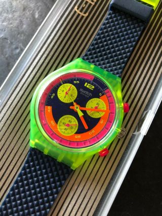 Swatch Grand Prix Scj101 37mm - Neon Yellow - 1992 - Ship From Us Or Germany