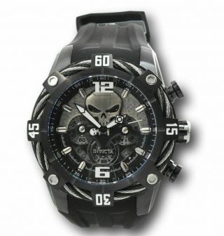 Invicta Marvel Punisher Dual Time Chronograph Black Combat 51mm - 33163 With Tag