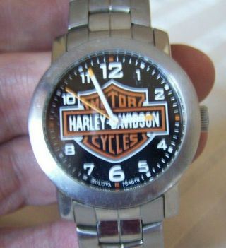Harley Davidson Bulova Mens Bar & Shield Metal Wrist Watch Battery
