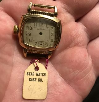 Vintage Nos Art Deco Star Watch 10k Rpg Wristwatch Case With Nos Waltham Dial