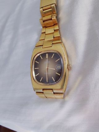 Gorgeous Omega Geneve Automatic Cal 1012 Gold Plated Two - Tone Tiger Eye Dial