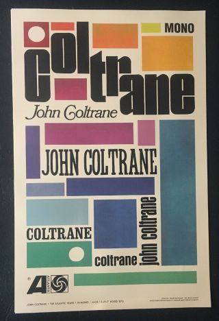 John Coltrane - Official Atlantic Records Art Poster For Mono Box - 22 " X 34 "