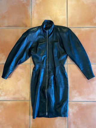 Vtg Rare Michael Hoban North Beach Leather Full Zip Dress Bomber Jacket Sz M