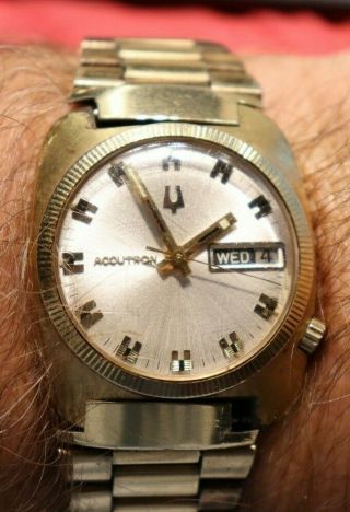 Vintage 10k Rgp Accutron N1 Wrist Watch W/ Band (runs)