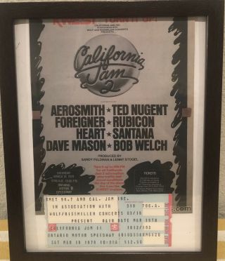 Vintage 1978 California Jam 2 Concert Tkt Stub Aerosmith Ontario Motor Speedway