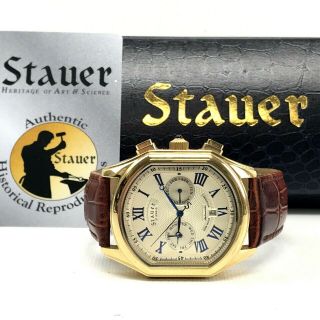 Stauer Meisterzeit Timepiece Automatic Mens Watch,  Leather Band Wristwatch 18175
