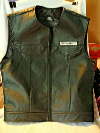 Official Licensed Apparel Sons of Anarchy Faux Leather Vest,  Size Large 2