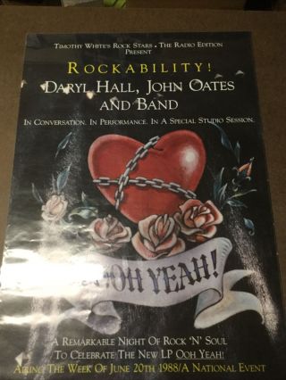 Vintage Daryl Hall,  John Oates And Band Ooh Yeah Rockability Poster 36” X 24”