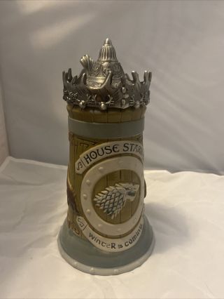 Game Of Thrones House Stark Stein – 22 Oz Ceramic Base With Pewter Baratheon