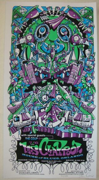 2006 Les Claypool - Orlando Silkscreen Concert Poster Primus S/n By Steve Cerio