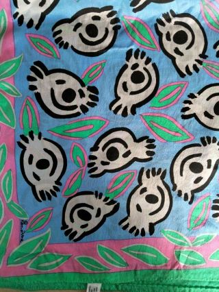 Ken Done.  Early Graphic Print Design Vintage Silk Scarf