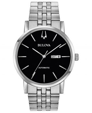 Bulova Automatic American Clipper Black Dial Stainless Steel Men 