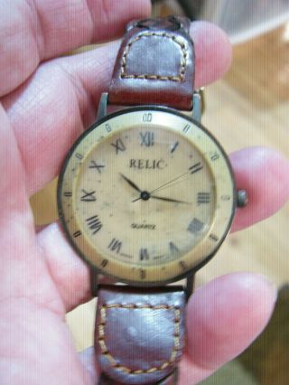 Relic By Fossil Has Unique Dial Either Bakalite Or Other N Runs Well Onleather