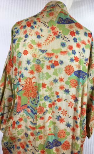 RARE Silk Pongee Japan Robe C 1910 20s Flapper Dressing Gown Budoir Kimono 3