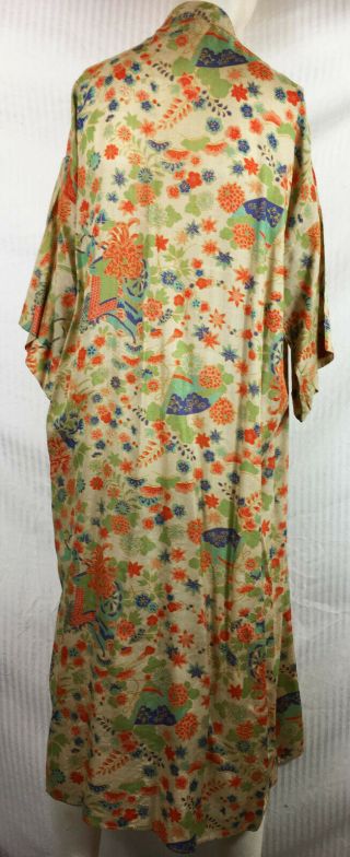 RARE Silk Pongee Japan Robe C 1910 20s Flapper Dressing Gown Budoir Kimono 5