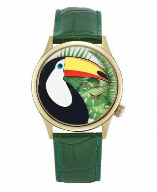 Tommy Bahama Toucan In Paradise Ladies Green Leather 41mm Watch Tb00081 - 02