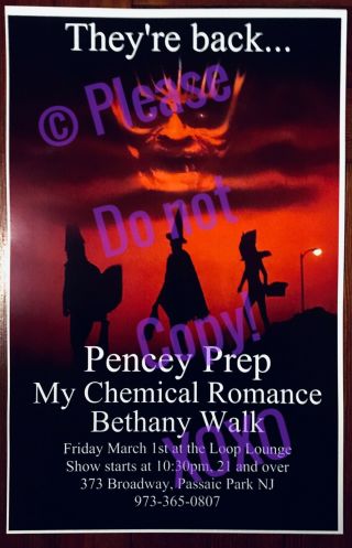 Vintage My Chemical Romance & Pencey Prep Bullets Era Show Poster 11”x17