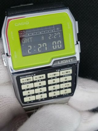Casio Rare Digital Watch Calculator Nerd Dbc - 1500 1477 Retro Green Lcd