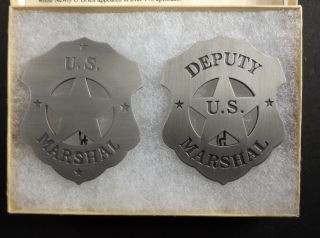Gunsmoke Badge Set,  U.  S.  Marshal,  Deputy,  Dodge City,  Western,  Boxed,  Us