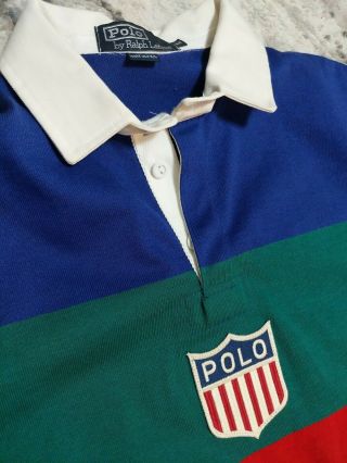 Vintage Polo Ralph Lauren Center Crest MADE IN USA Striped Shirt Deadstock RARE 2