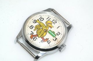 Vtg Sesame Street Muppets Big Bird Swiss Made Wristwatch Watch