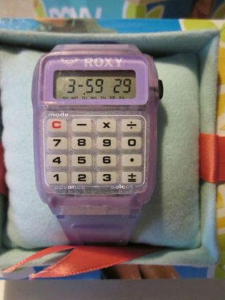 Vtg Nos Roxy Quiksilver Calculator Alarm Watch Retro 80 