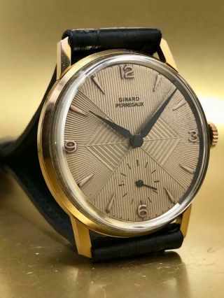 Vintage Girard Perregaux Textured Dial Hand Winding Gold Filled 1950 Wristwatch