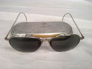 Bausch & Lomb Ray Ban WWII USN Navy Aviator Glasses w/ Case No Prescription 2