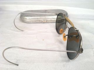 Bausch & Lomb Ray Ban WWII USN Navy Aviator Glasses w/ Case No Prescription 4