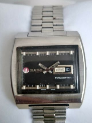 Rado Manhattan Automatic Swiss Made Vintage Watch Mens Calendar Water Shared