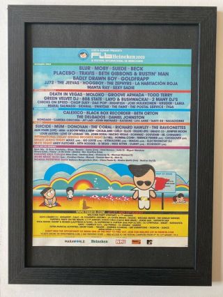 Benicassim Festival Blur Moby Beck - Framed 2003 Press Advert Poster [clr1 - 7]