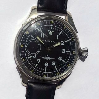 Rare Big Military Doxa Locle Swiss Wristwatch Style Aviator Pilots Ww2