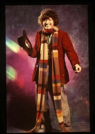 Dr Who Tom Baker Smiling Colorful Scarf Vintage Duplicate 35mm Transparency