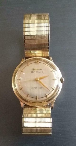1962 Bulova Mens 23 Jewel 14k Solid Gold Wrist Watch 23j 14kt