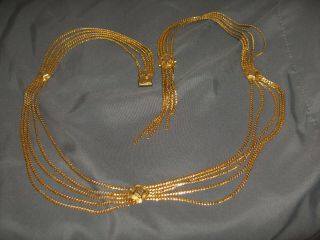 Vintage 1970 Christian Dior Gold - Tone 5 - Tier Chain Belt/necklace 28 " Signed