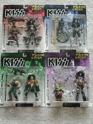 Mcfarlane Kiss Psycho Circus Figures Set Of Four 4 Simmons Frehley Stanley 1998