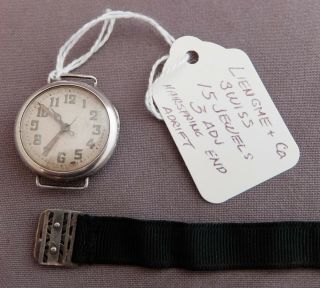 Vintage Liengme Co.  Sterling Silver Wire Lug Wristwatch 15 Jewel 3 Adj To Repair